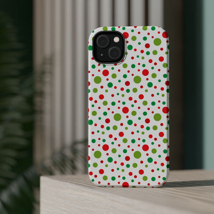 Red & Green Christmas Polka Dots – MagSafe iPhone Case