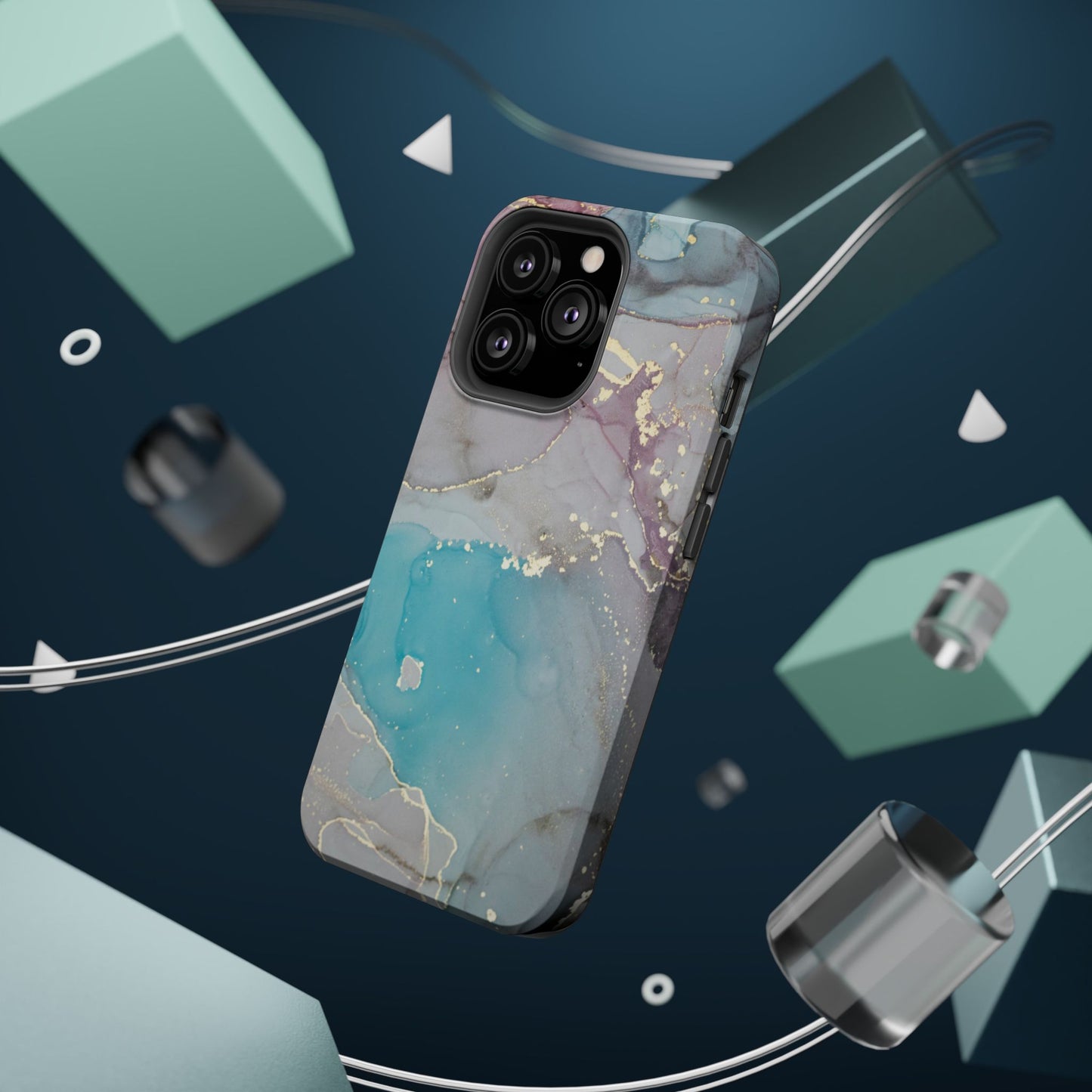 Sky Blue & Purple Marble Wave – MagSafe Case with Dreamy Marble Design