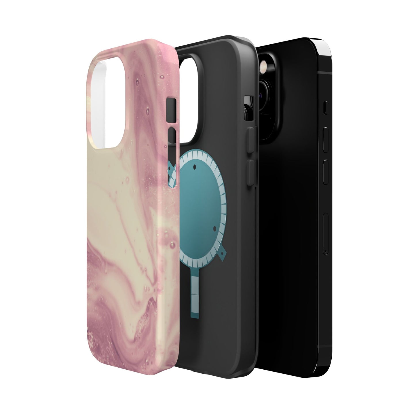 Blush Marble Glow – MagSafe Case with Pink & Rose Gold Marble Design