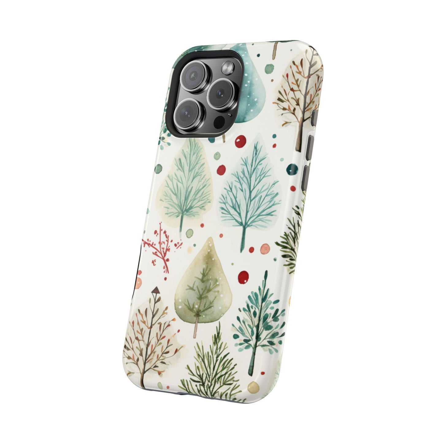 Watercolor Winter Trees MagSafe iPhone Case – Nature-Inspired, Holiday Theme Protective Cover