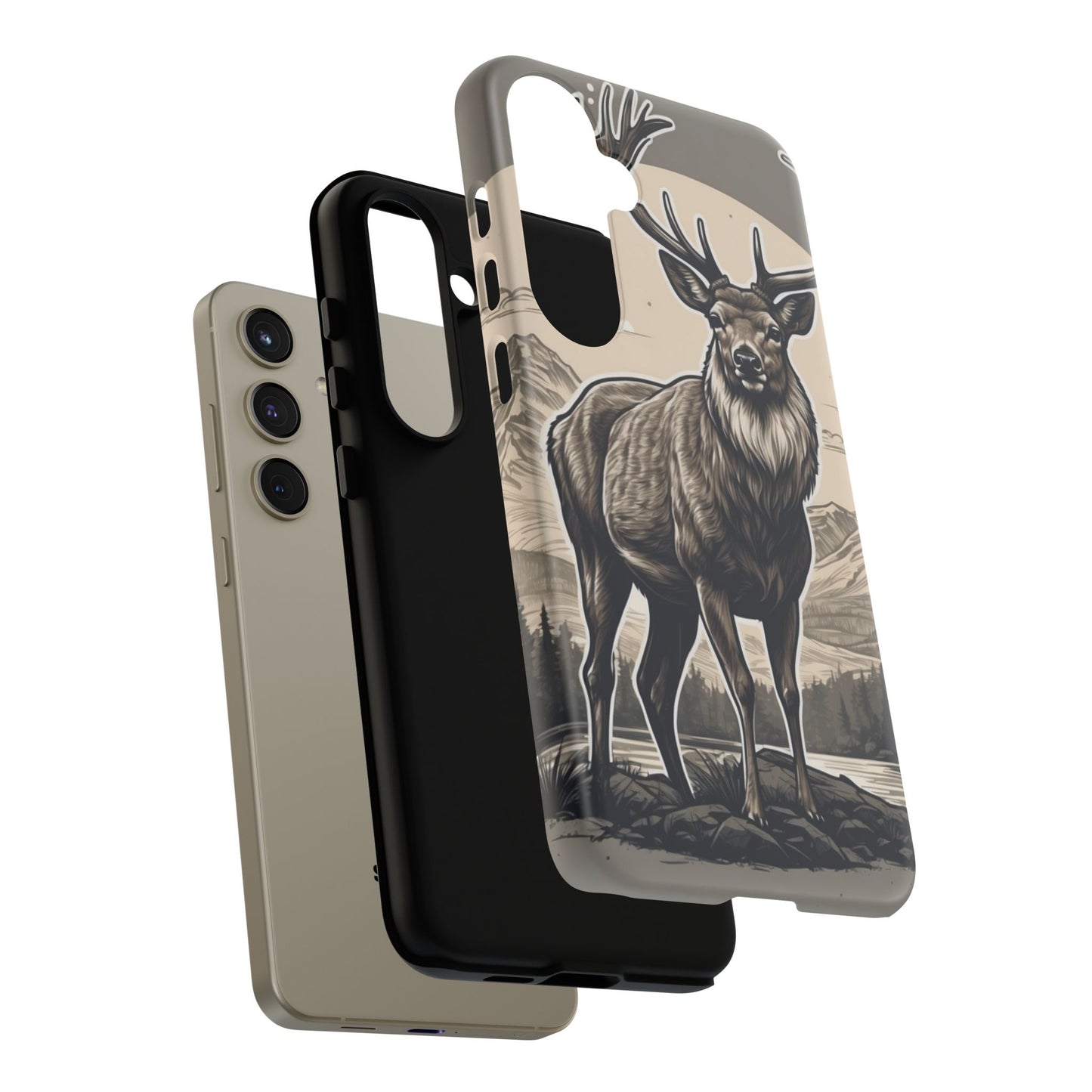 Monochrome Majesty – Regal Stag Samsung Galaxy Phone Case