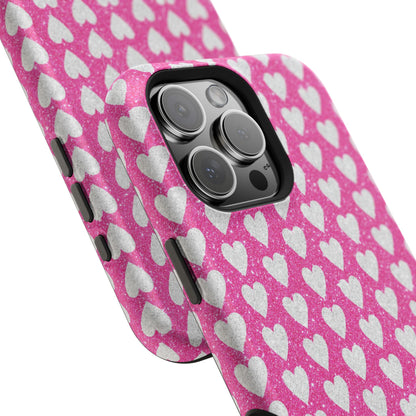 Pink Glitter Heart Pattern MagSafe Case