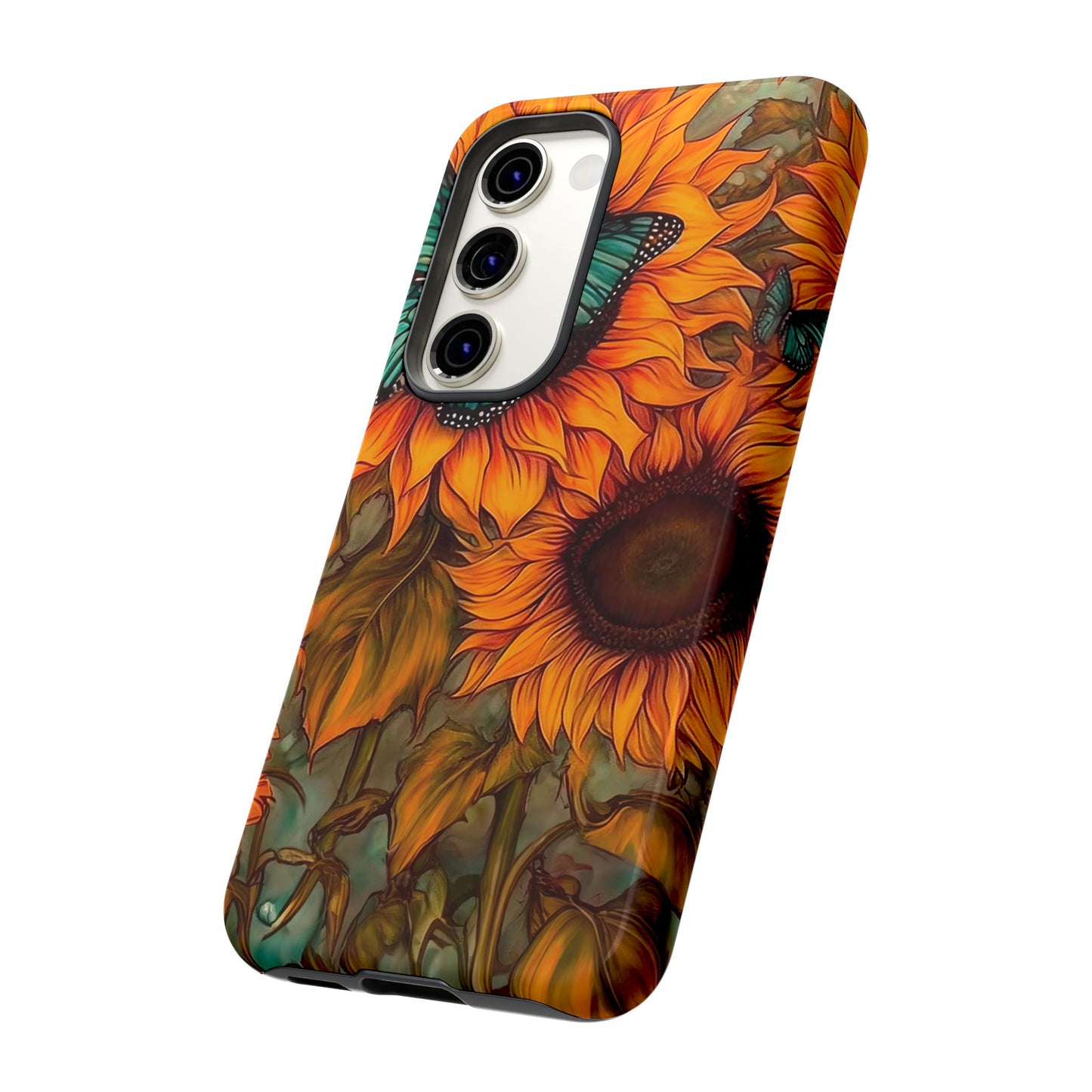 Vintage Blue Butterfly & Sunflower Art – Samsung Galaxy Case