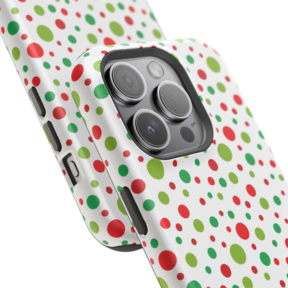 Red & Green Christmas Polka Dots – MagSafe iPhone Case