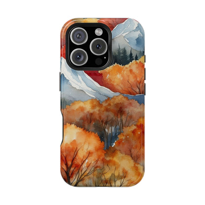 Autumn Mountain Forest Watercolor - MagSafe iPhone Case