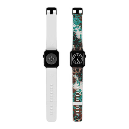 Teal Glitter Cowhide Apple Watch Band