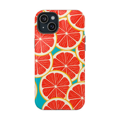 Ruby Grapefruit Pop Tough MagSafe iPhone Case – Vibrant Citrus Design, Shock-Resistant Protection