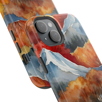 Autumn Mountain Forest Watercolor - MagSafe iPhone Case