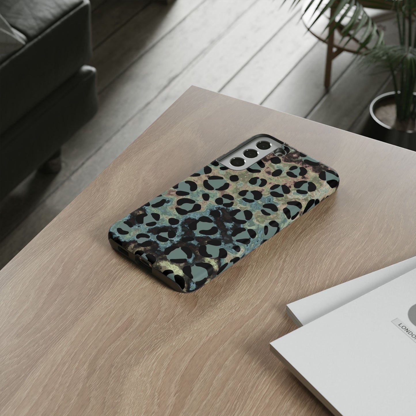 Moody Watercolor Leopard Print Tough Samsung Galaxy Case – Earthy Abstract Pattern with Dual-Layer Protection