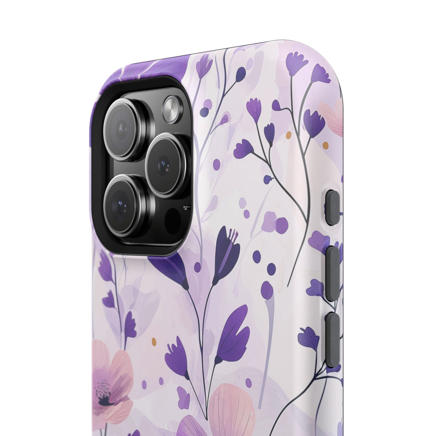 Purple Floral Bliss MagSafe iPhone Case – Delicate Blossom Design