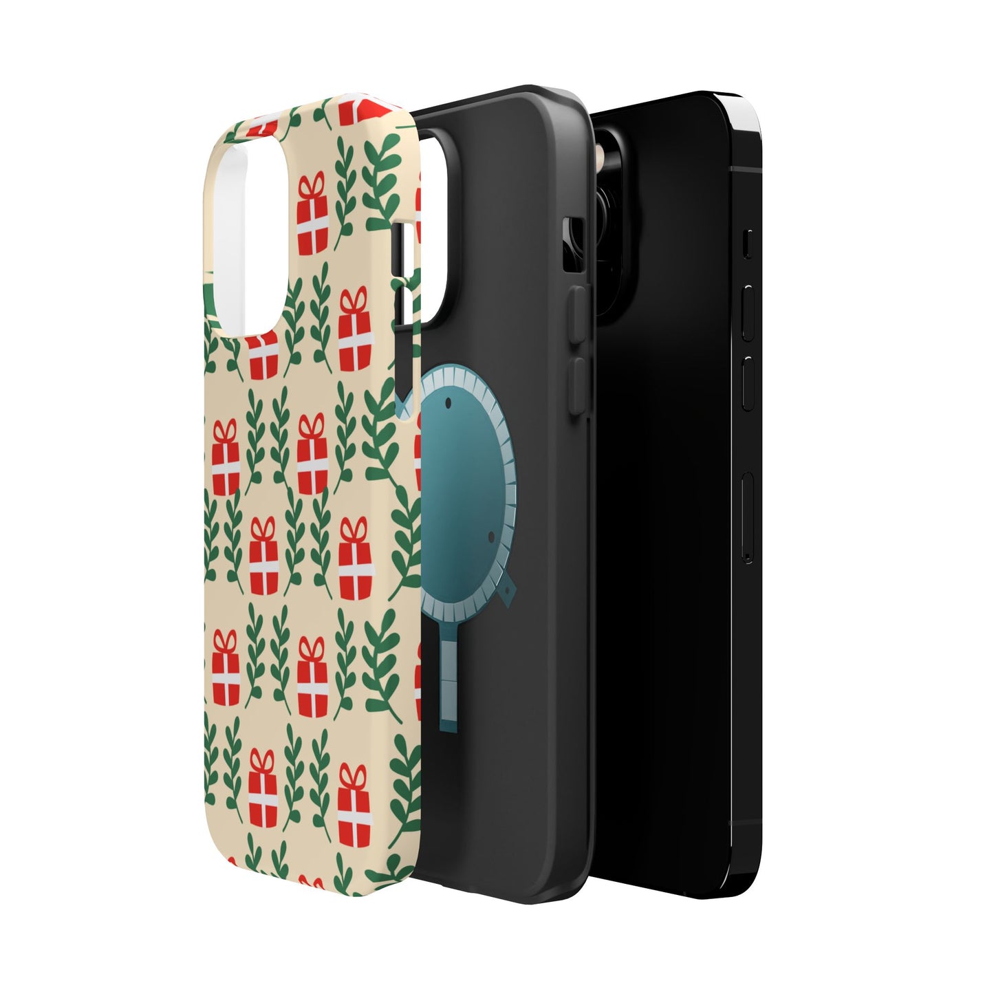 MagSafe iPhone Case: Holiday Cheer – Red Gifts & Green Leaves