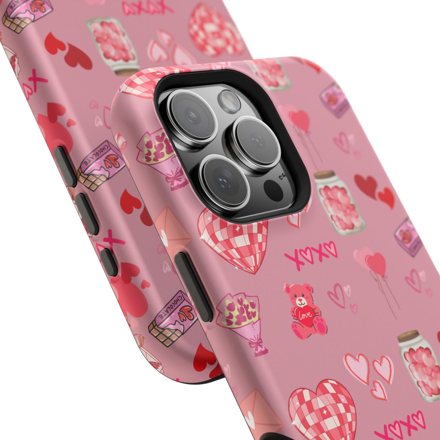 Pink Valentine Love Collage – MagSafe-Compatible iPhone Case