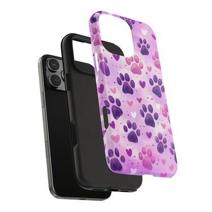 Purple Paw Print iPhone Case - Cute Pet-Themed Protective Cover