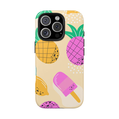 Tropical Pop iPhone Case – Fun Pineapple & Lemon Design with Vibrant Summery Colors