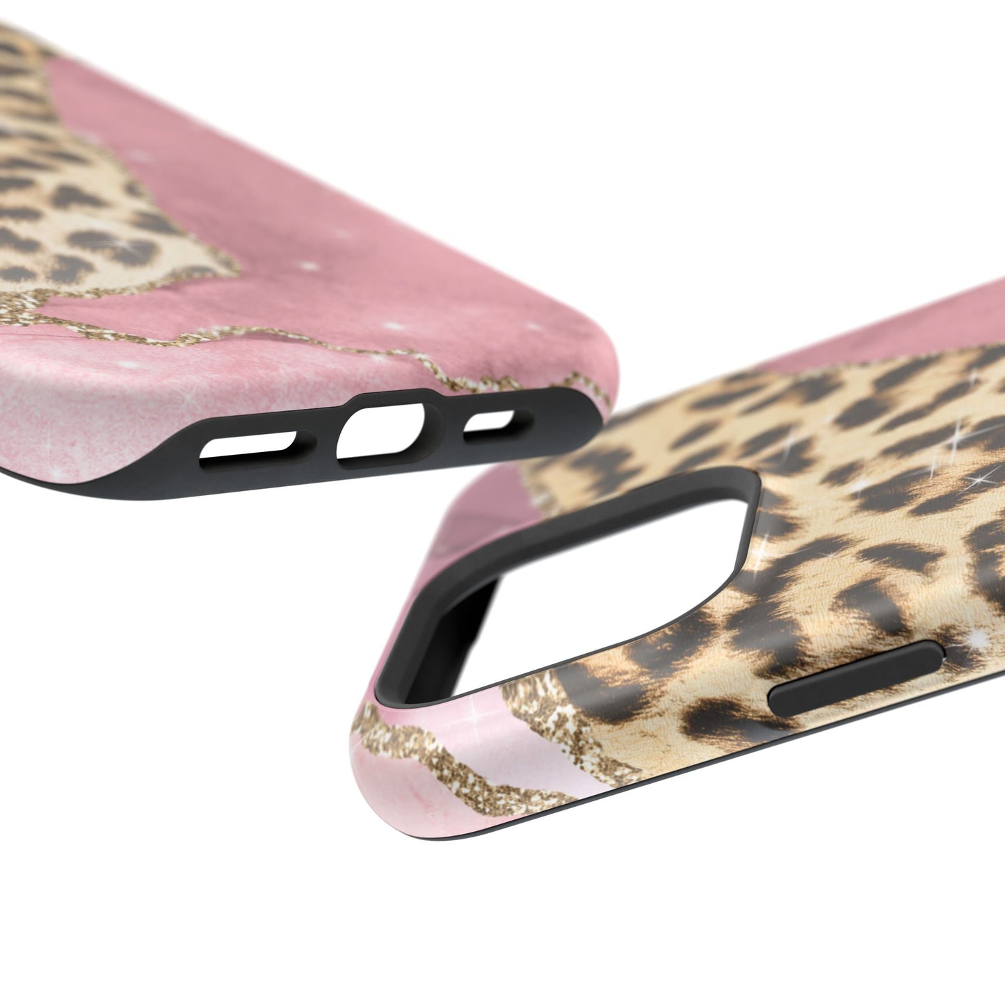 Pink Glam Leopard - MagSafe iPhone Series Case with Glitter Accents