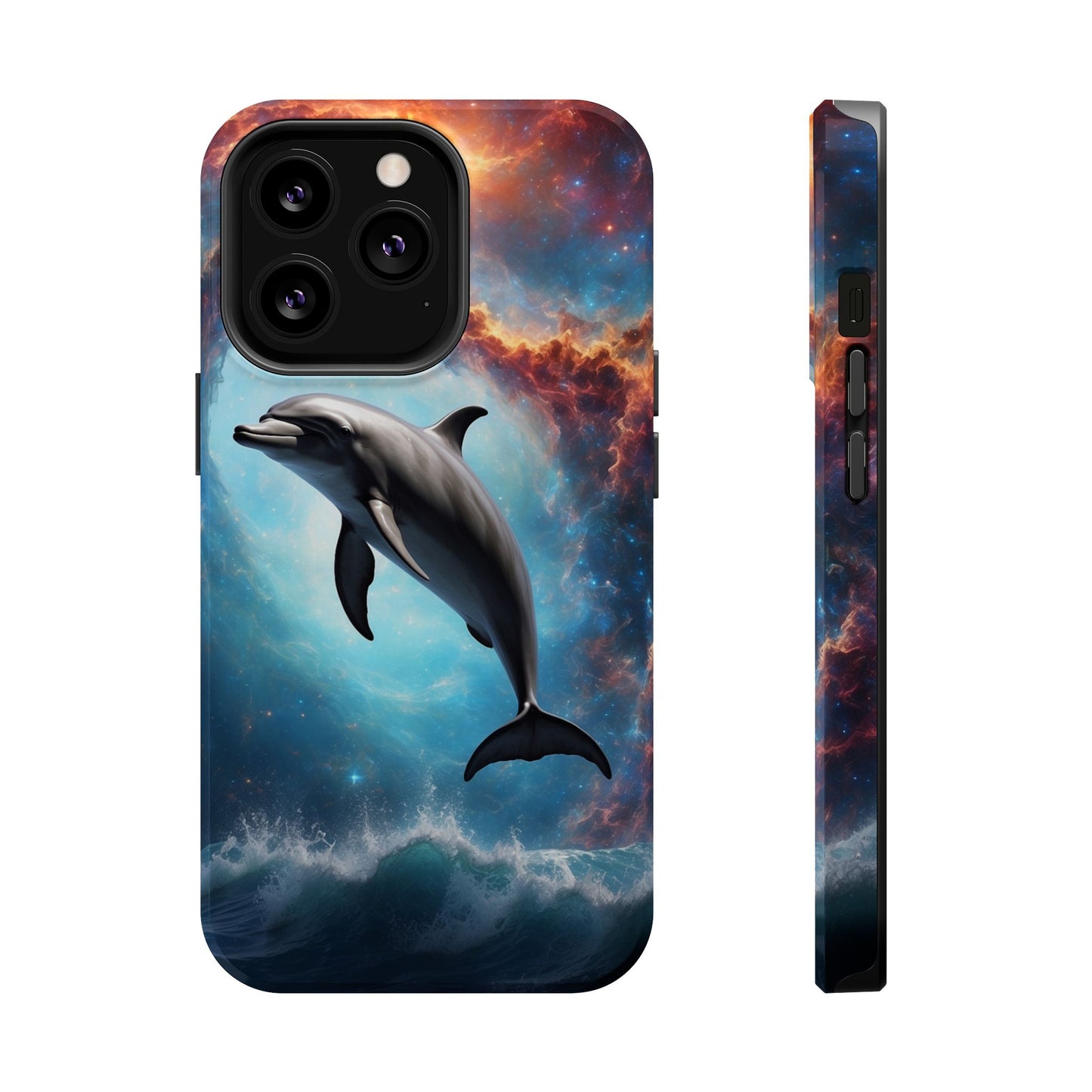 Cosmic Dolphin Space Vibes - MagSafe-Compatible Case