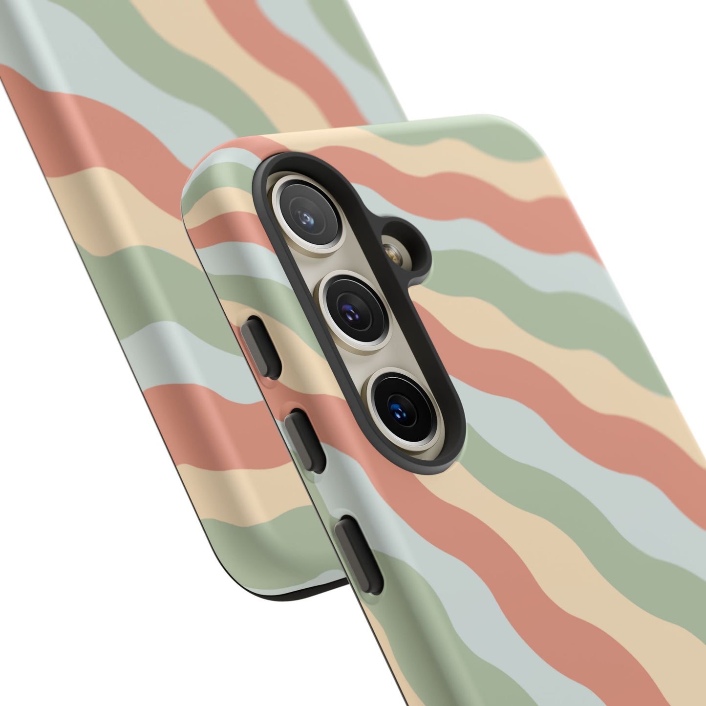 Earthy Retro Waves Samsung Galaxy Case – 70s-Inspired Wavy Stripes in Soft Green, Cream, and Rust