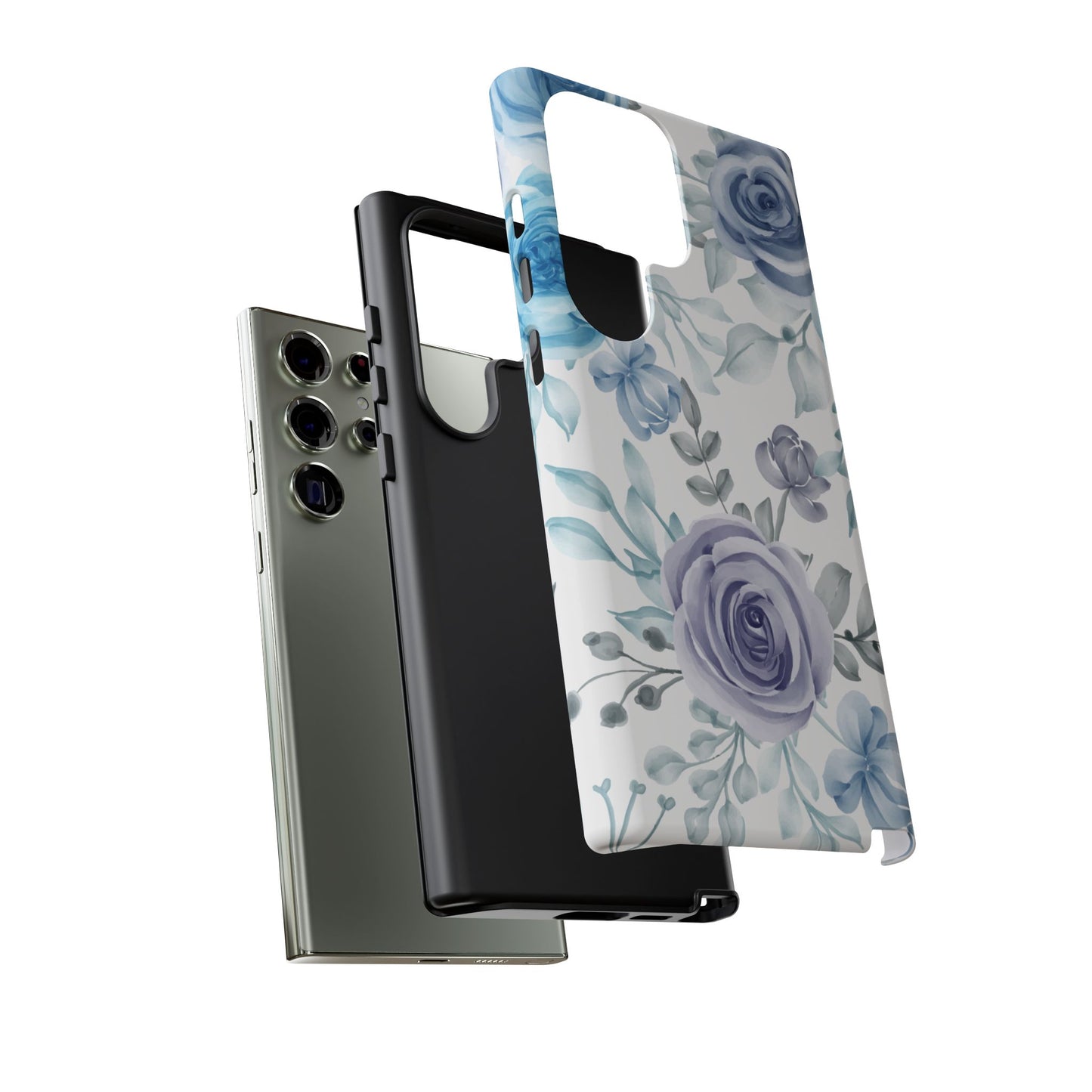 Elegant Blue & Violet Roses Samsung Galaxy Case – Artistic Floral Design for Stylish Protection