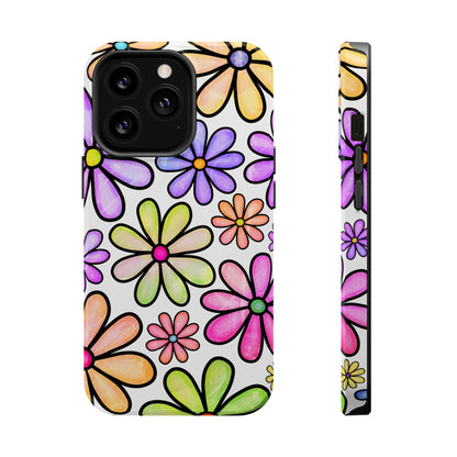 Pastel Daisy Dream MagSafe iPhone Case – Slim Profile, Glossy Finish