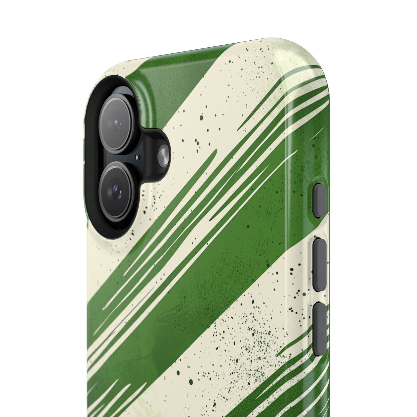 Green Stripes MagSafe iPhone Case – Bold Diagonal Brushstroke Design