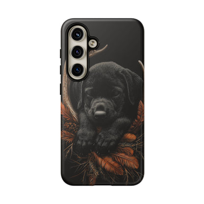 Charming Black Labrador Puppy on Feathers Samsung Galaxy Case