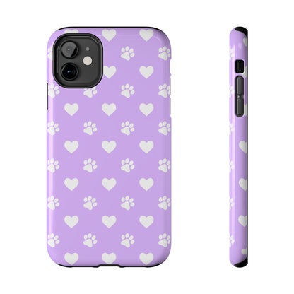 Lilac Paw Prints & Hearts – iPhone Case