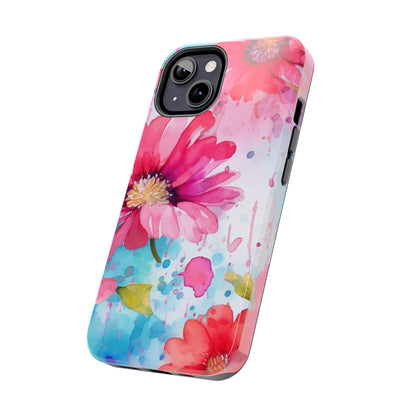 Vibrant Watercolor Red & Pink Floral - iPhone Case