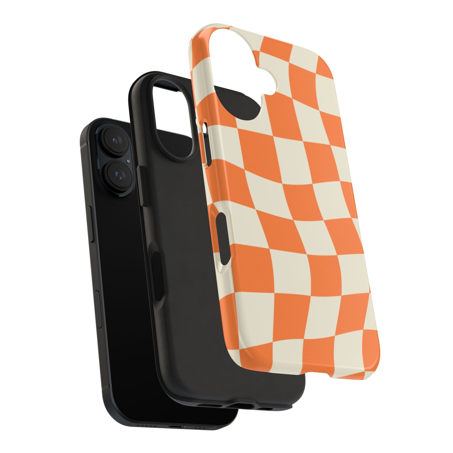 Wavy Retro Checkerboard iPhone Case – Shockproof, Matte Finish, Dual-Layer Protection