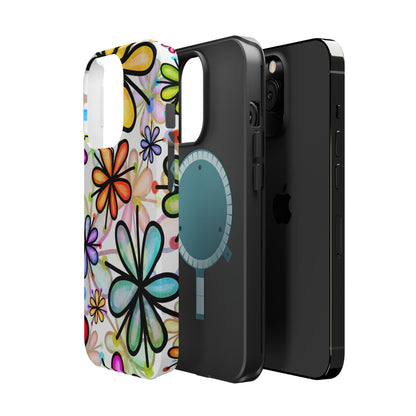 Retro Floral Pop MagSafe iPhone Case – Ultra-Slim Design, High-Gloss Finish