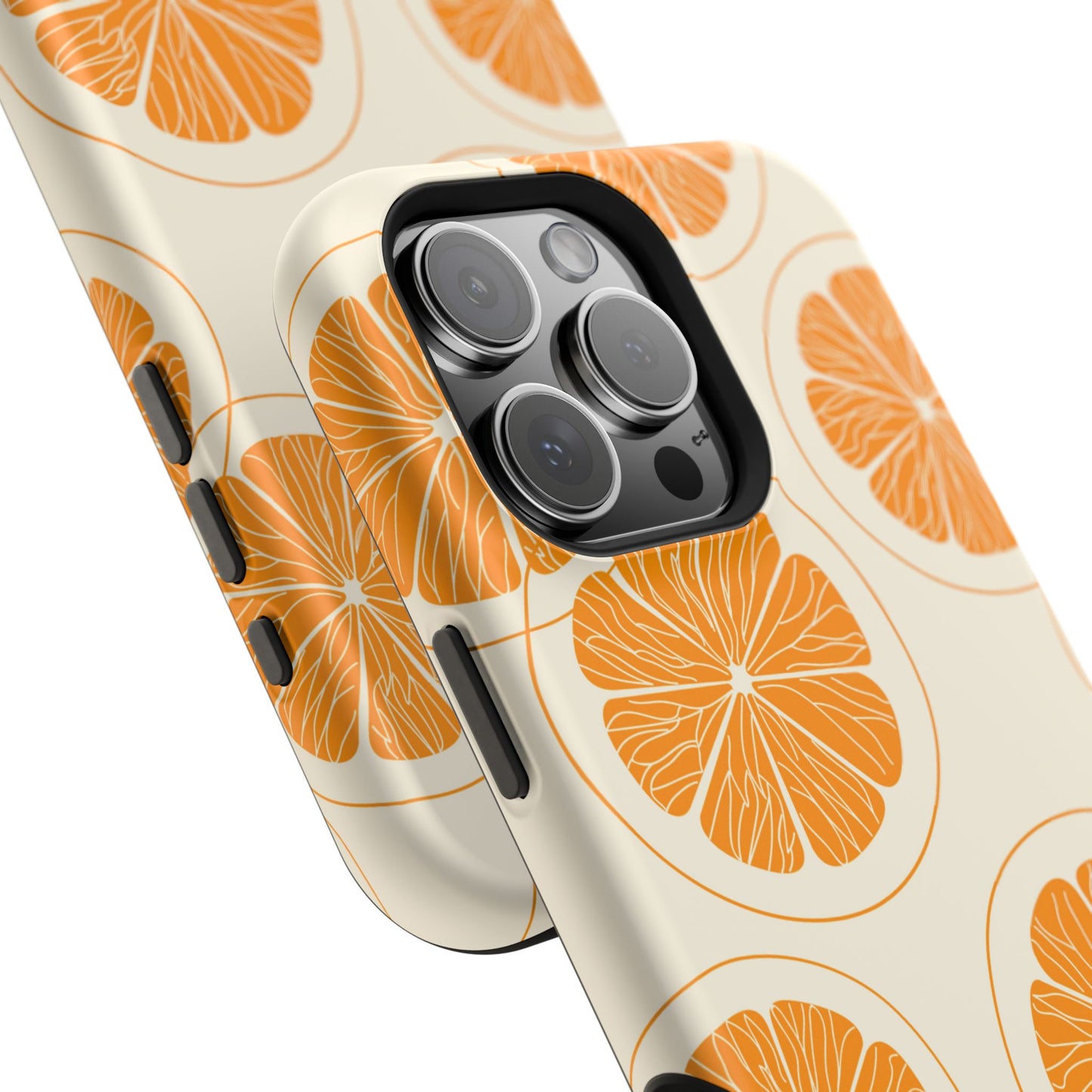 Citrus Burst Pattern Tough MagSafe iPhone Case – Bold Orange Design, Shockproof Protection