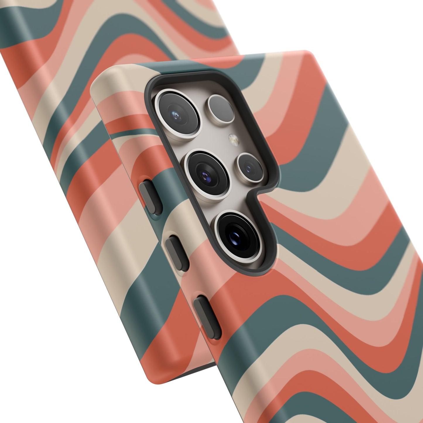 Groovy Waves Samsung Galaxy Case – Retro 70s-Inspired Stripes in Coral, Cream, and Teal