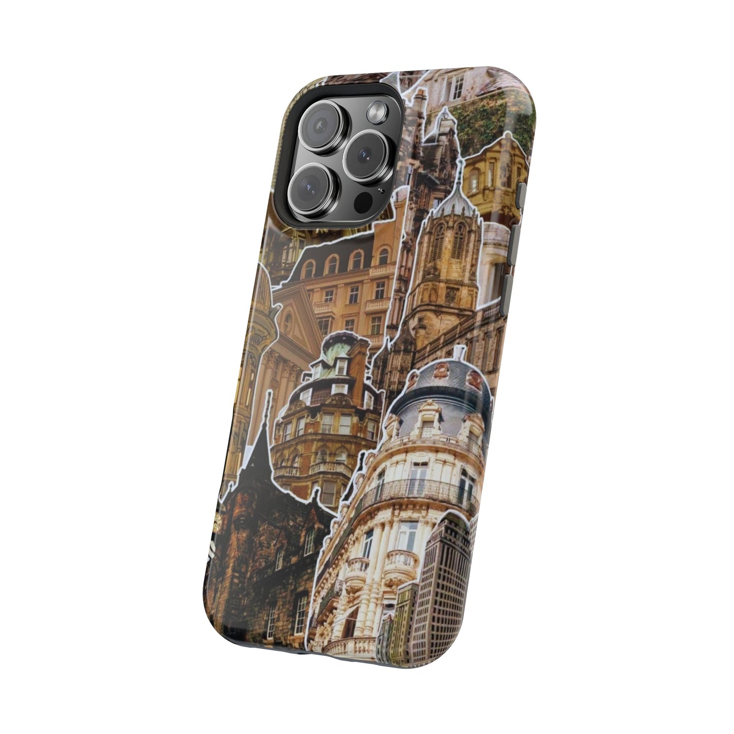 Vintage Architectural Collage MagSafe iPhone Case – Tough Dual-Layer Protection with Matte Finish