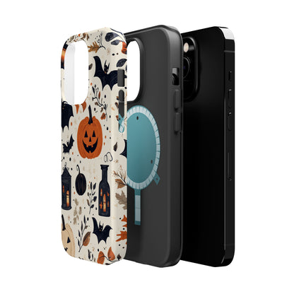 Charming Halloween MagSafe iPhone Case – Pumpkin, Bats, and Spooky Lantern Design