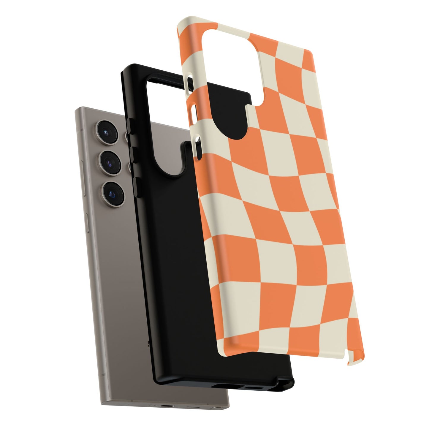 Wavy Retro Checkerboard Samsung Galaxy Case – Shockproof, Matte Finish, Dual-Layer Protection