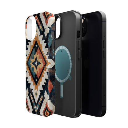 Vintage Southwestern Diamond Tough MagSafe iPhone Case – Rustic Tribal Design, Dual-Layer Protection