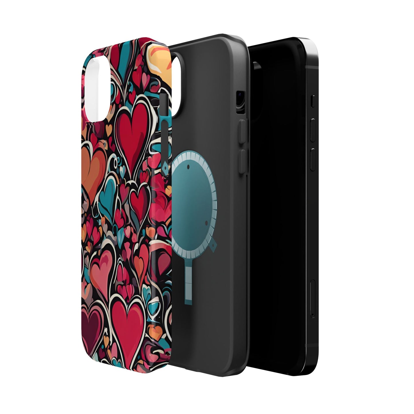 Vibrant Multicolor Heart Art – MagSafe-Compatible iPhone Case