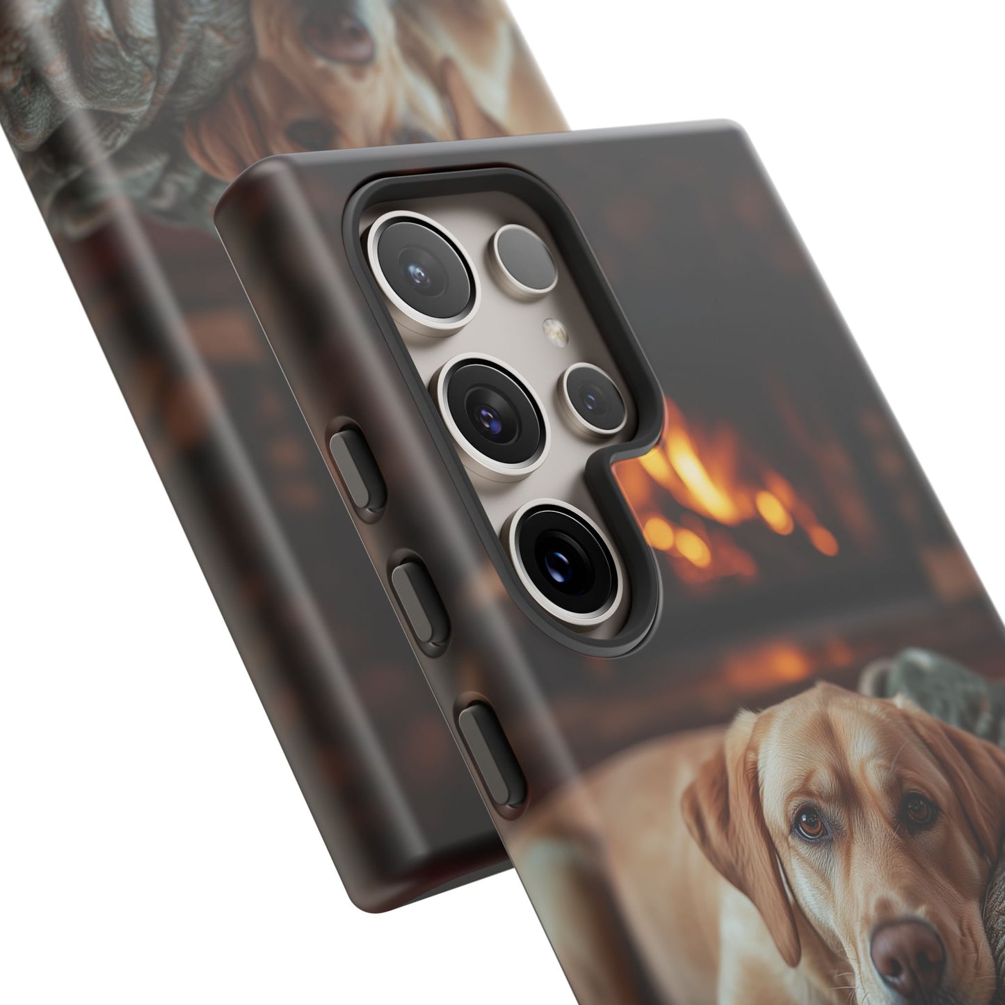 Cozy Labrador by Fireplace Samsung Galaxy Case – Rustic Cabin Protective Cover