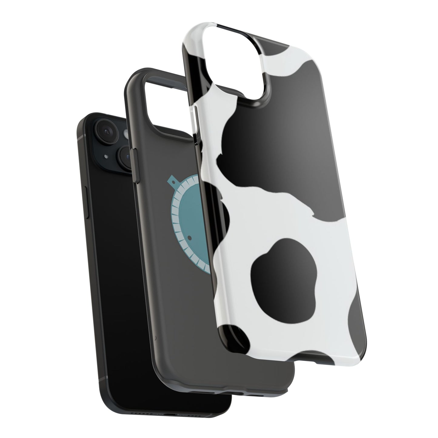 Bold Black and White Cow Print Tough MagSafe iPhone Case – Modern Animal Pattern with Dual-Layer Protection