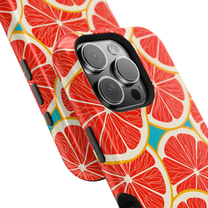 Ruby Grapefruit Pop Tough MagSafe iPhone Case – Vibrant Citrus Design, Shock-Resistant Protection