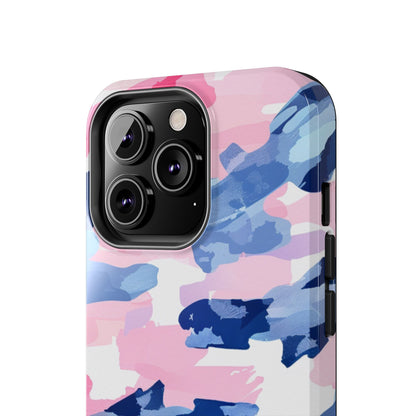 iPhone Case: Dynamic Pink & Navy Brushstroke Art