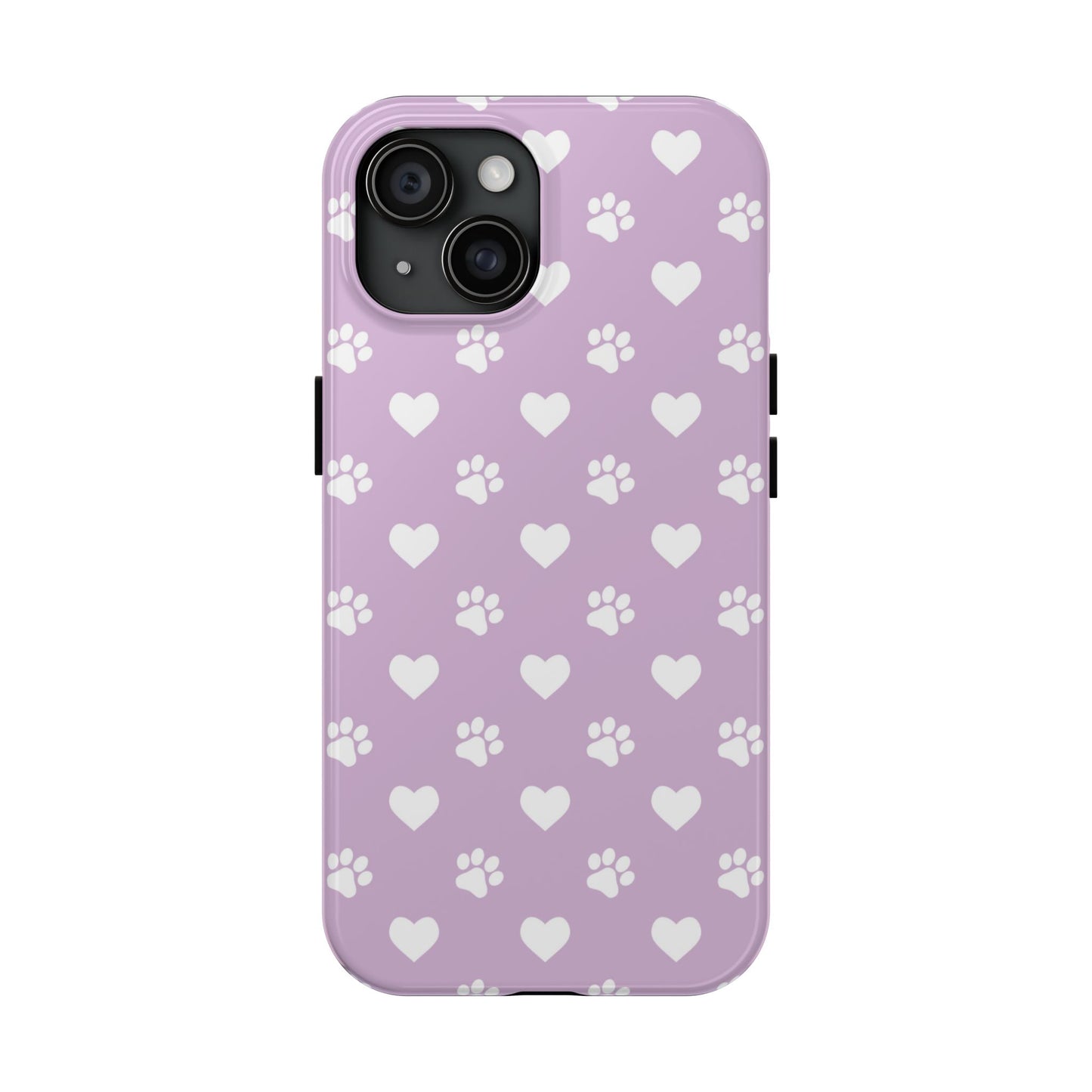 Purple Hearts & Paw Prints - Cute Pet Lover iPhone Case