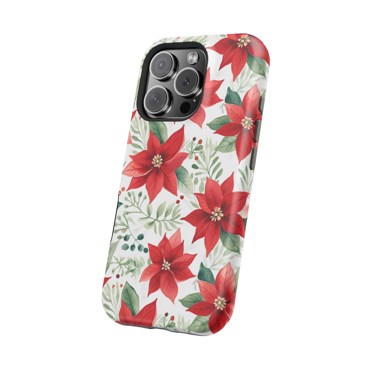 Festive Poinsettia Holiday Pattern – MagSafe iPhone Series Case