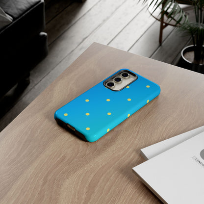 Blue Ocean Gradient Polka Dots Samsung Galaxy Case – Shockproof, Smooth Matte Finish, Dual-Layer Design