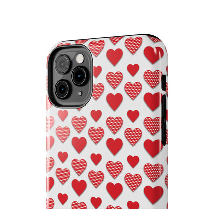 Red & Polka Dot Hearts iPhone Case