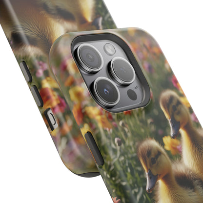 Charming Ducklings in Floral Garden - MagSafe iPhone Case