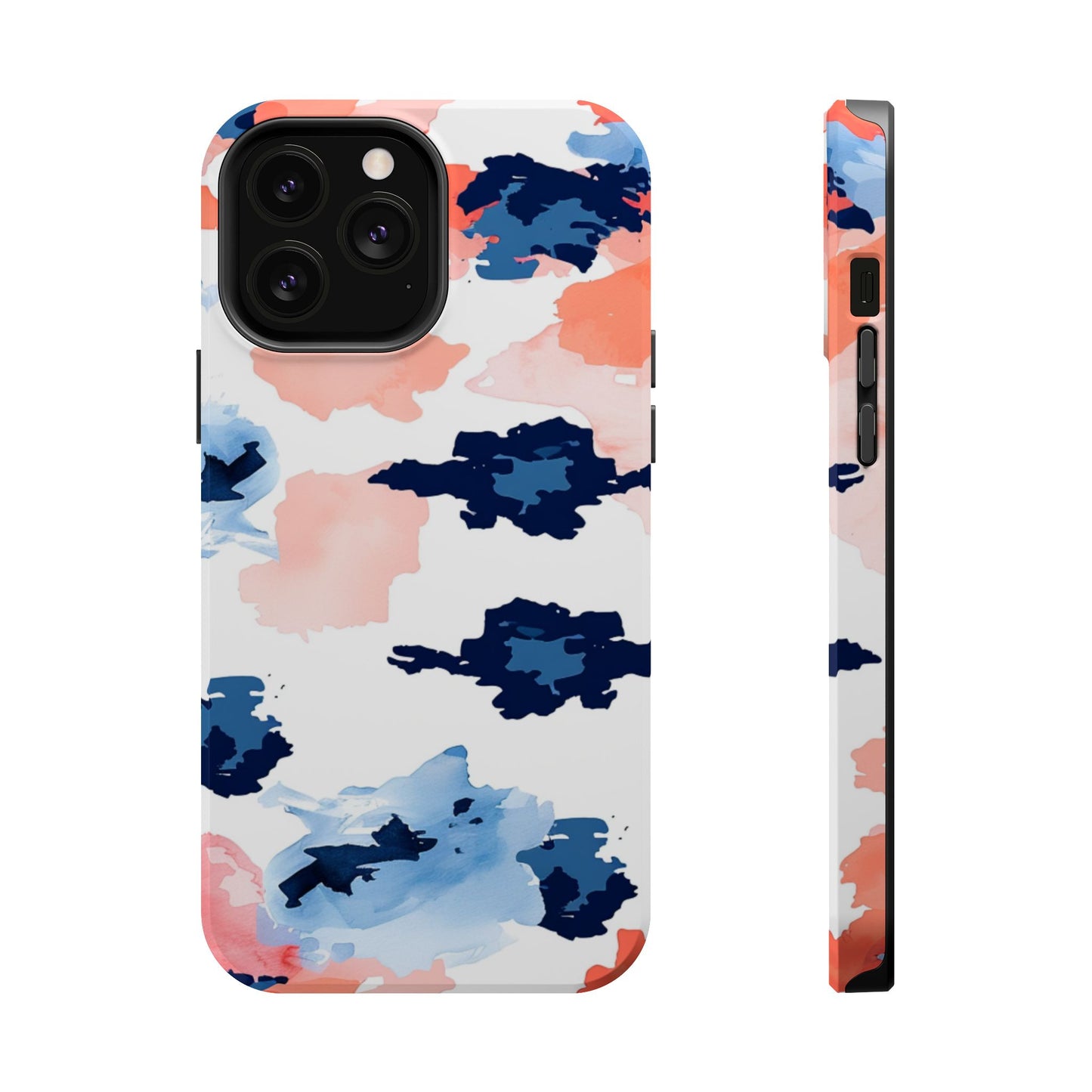 Abstract Coral & Navy Watercolor Design – MagSafe iPhone Case