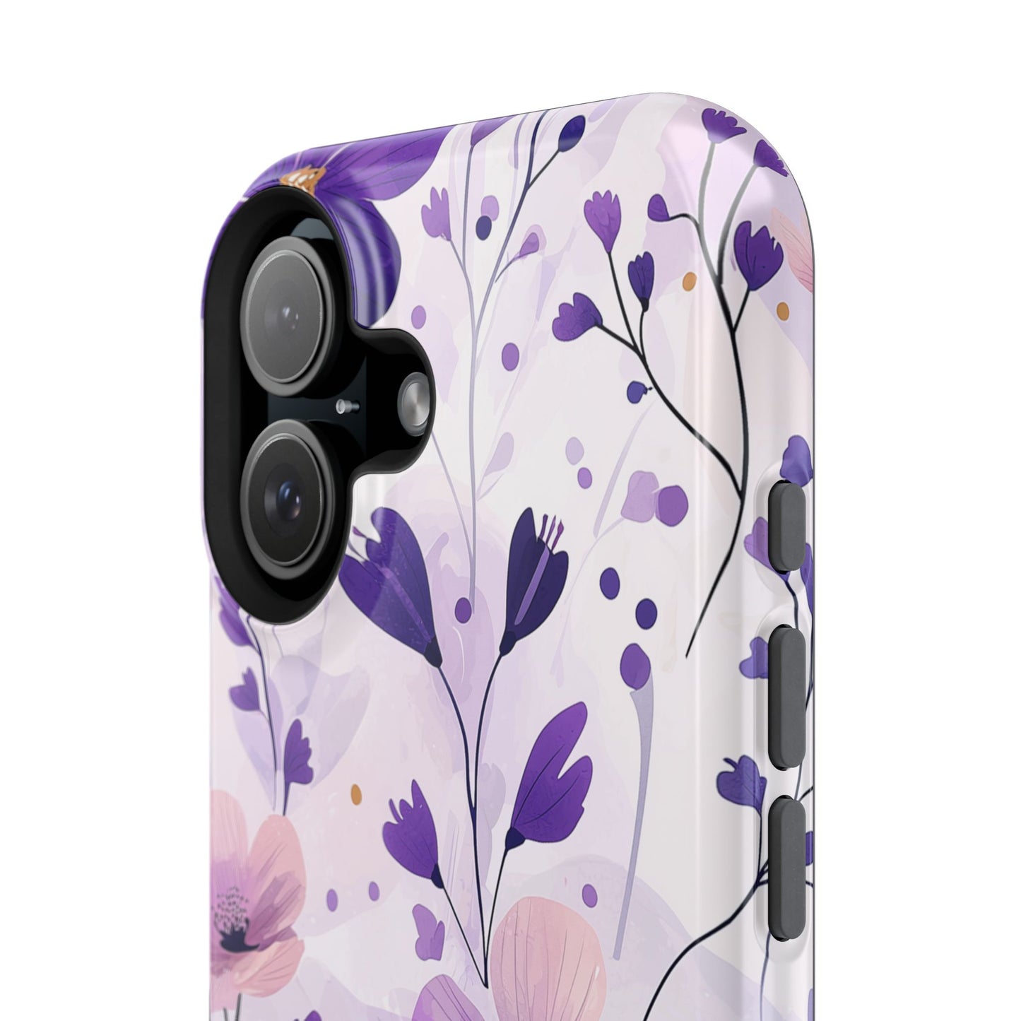 Purple Floral Bliss MagSafe iPhone Case – Delicate Blossom Design