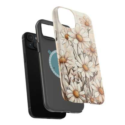 Pastel Daisy MagSafe iPhone Case - Elegant Floral Protective Cover