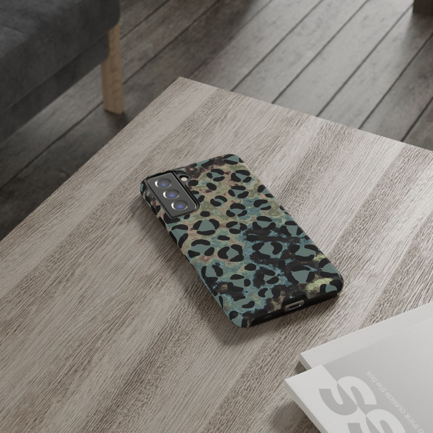 Moody Watercolor Leopard Print Tough Samsung Galaxy Case – Earthy Abstract Pattern with Dual-Layer Protection