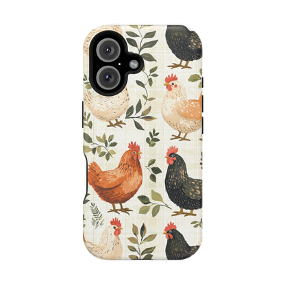 MagSafe iPhone Case: Vintage Chicken Farmhouse Case – Rustic Leaves Design